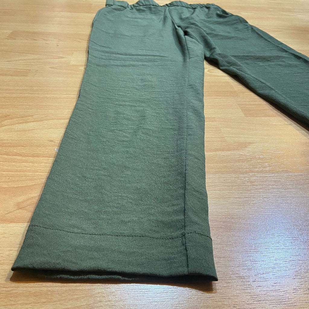 H&amp;M Celana Wanita Trousers Kulot Army Green Flowy Original