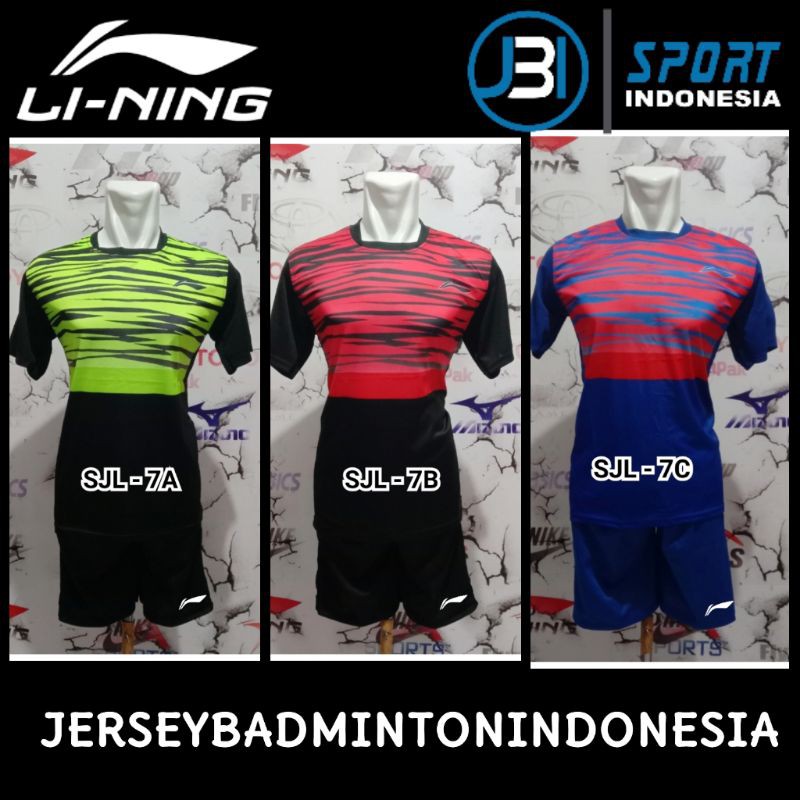 Setelan Baju dan Celana Badminton Lin Printing motif Brush - Baju Tenis Meja - kaos olahraga SJL 7