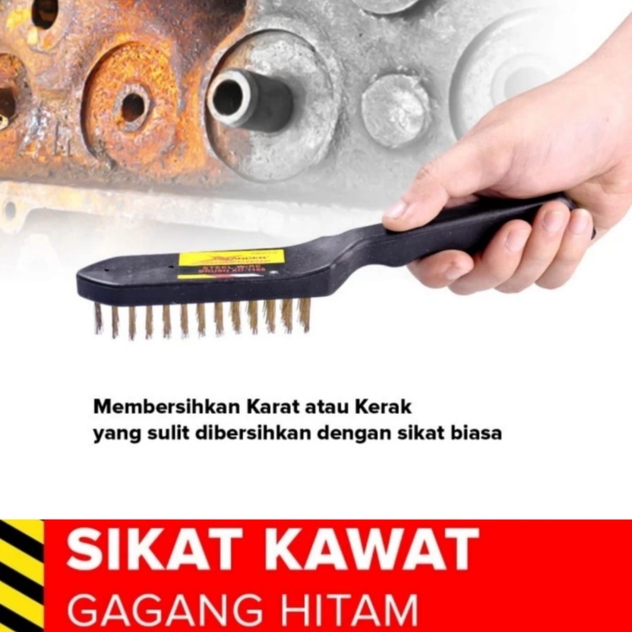 Sikat Kawat Baja Kuningan gagang Fiber Full 6 Baris