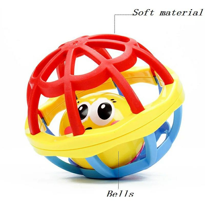 Mainan Kerincingan Bola Rattle Mainan Bayi Bahan Karet Lembut Lucu Mainan Bola Kerincing