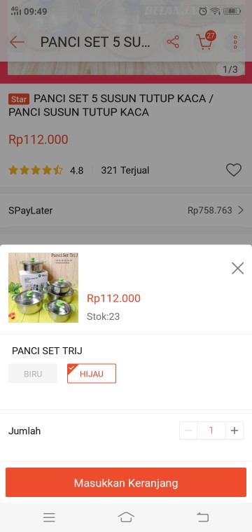 Panci Set 5 Susun Tutup Kaca / Panci Susun Tutup Kaca