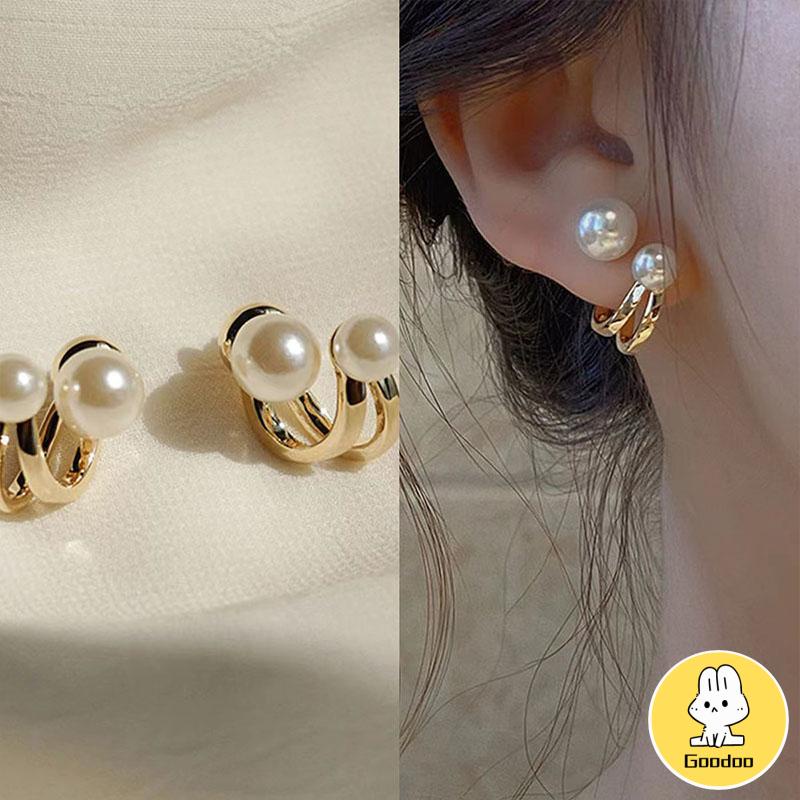 Anting Stud S925 Silver Needle Aksen Mutiara Gaya Korea Untuk Wanita -Doo