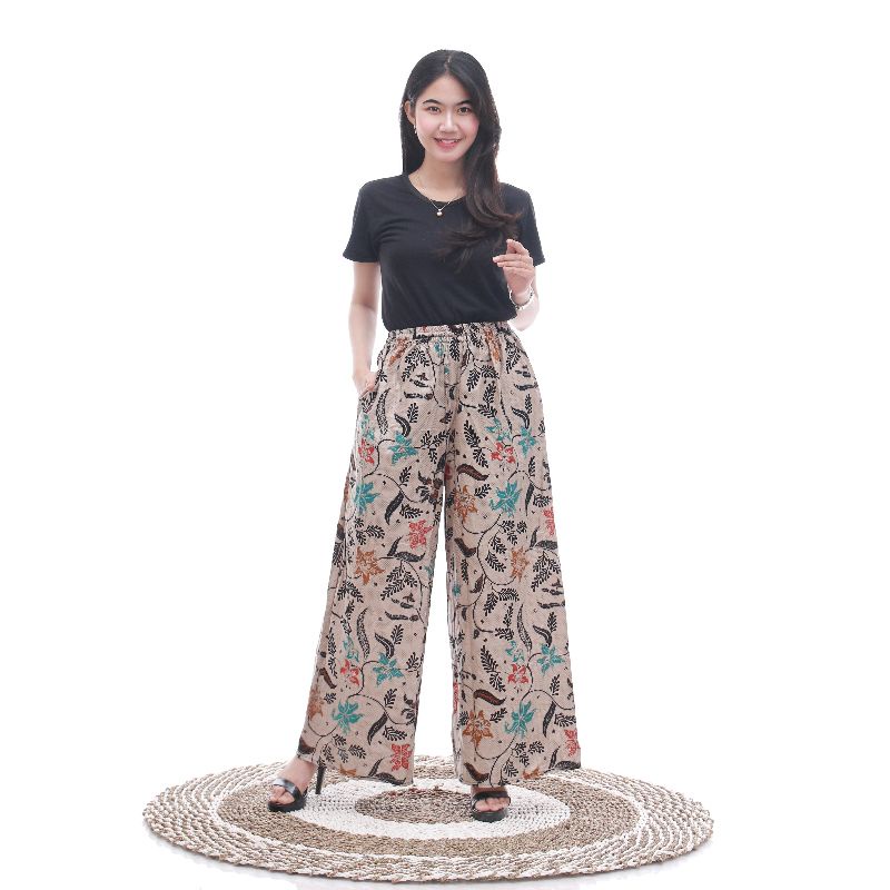 Kulot Panjang Wanita Bahan Katun Nyaman Ada Saku Murah Muat Jumbo Pinggang Elastis-1