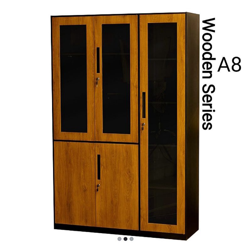 Lemari arsip besi motif kayu3 pintu typa A8