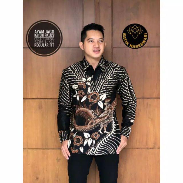 ( 1kg=4pcs) Ayam Jago Ori Nareswari Kemeja Batik Lengan Panjang Batik Solo Seragam Batik Kerja