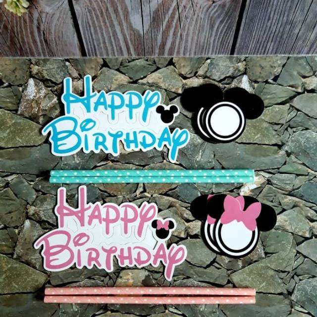 CAKE BANNER HAPPY BRITHDAY KARTUN MURAH