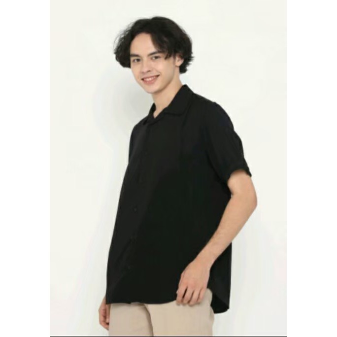 Kemeja Hawai Katun Rayon Lengan Pendek Pria - Shirt Man Kasual kemeja polos bahan katun rayon adem dan enak d pakai Sipolos Bowling Shirt Kemeja Polos Katun Rayon Lengan Pendek Regular Fit