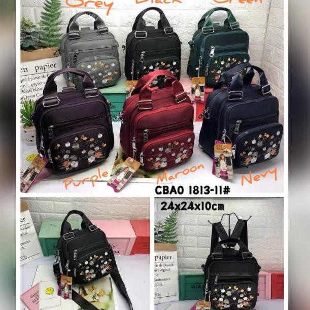 [476W] TAS CHIBAO BORDIR MOTIF BUNGA 3in1 Bisa Ransel Selempang Jinjing CB1813-11 5Res