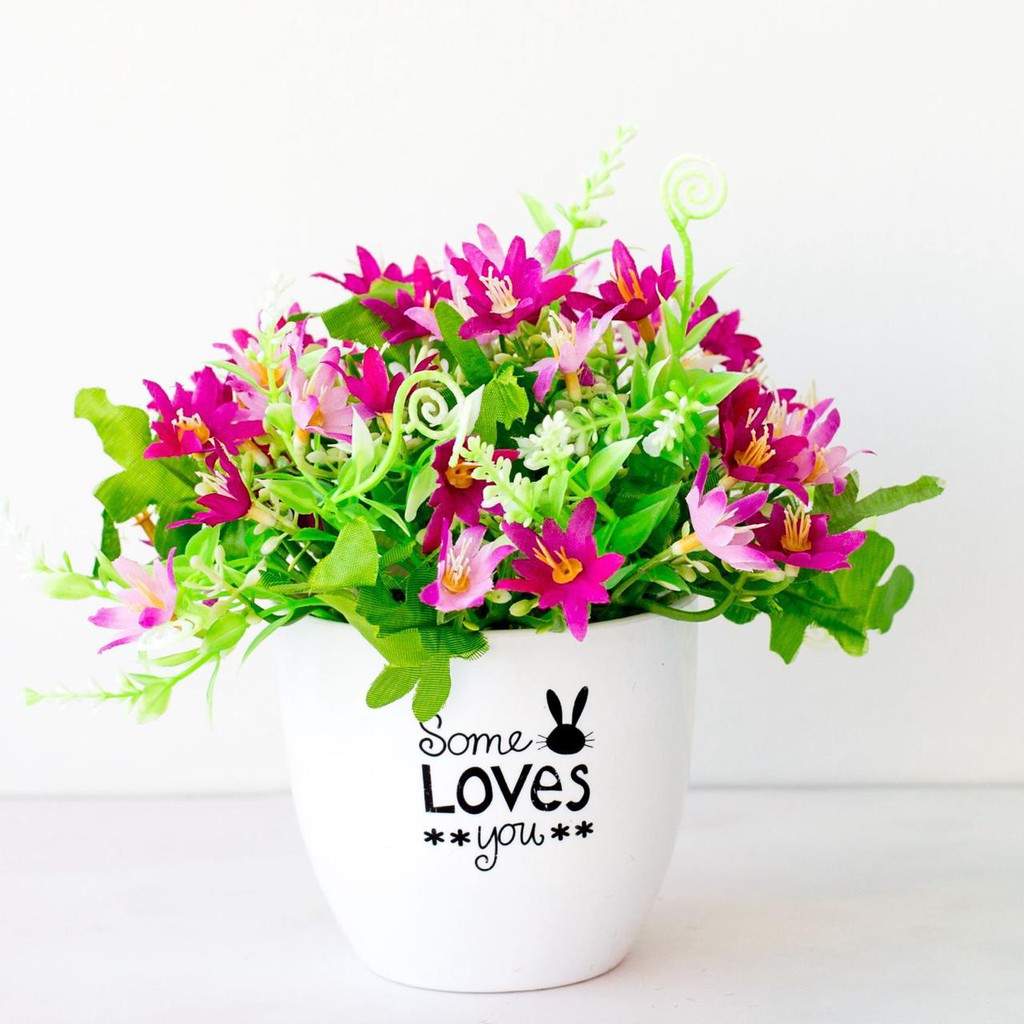 COD/ Bunga TANAMAN BUNGA HIAS POT TANAMAN HIAS DEKORASI RUMAH  DAN BUNGA PLASTIK P2084-Unggu