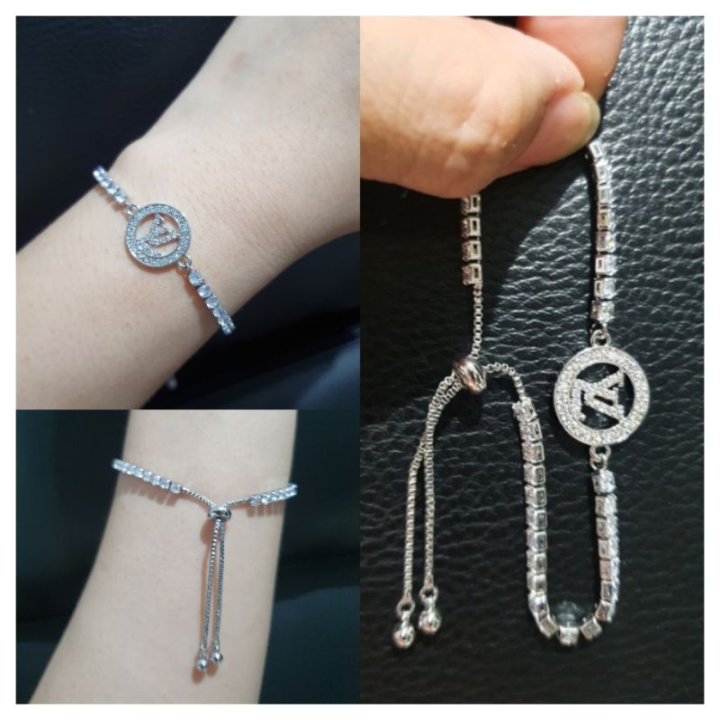 Gelang Titanium Asli Silver mata kilau Model Serut Premium Quality Anti karat anti alergi Stainless steel ori Gsi121