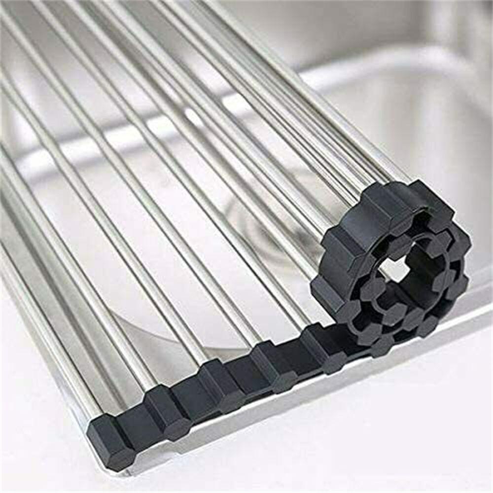 Top Over Sink Dish Drainer Rack Portable Aksesoris Dapur Alas Pengering Sayuran