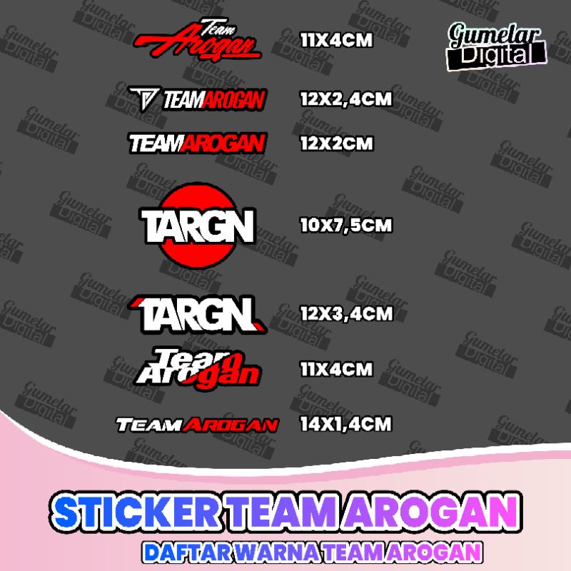 STICKER TEAM AROGAN CUTTING HOLOGRAM &amp; REFLEKTIF