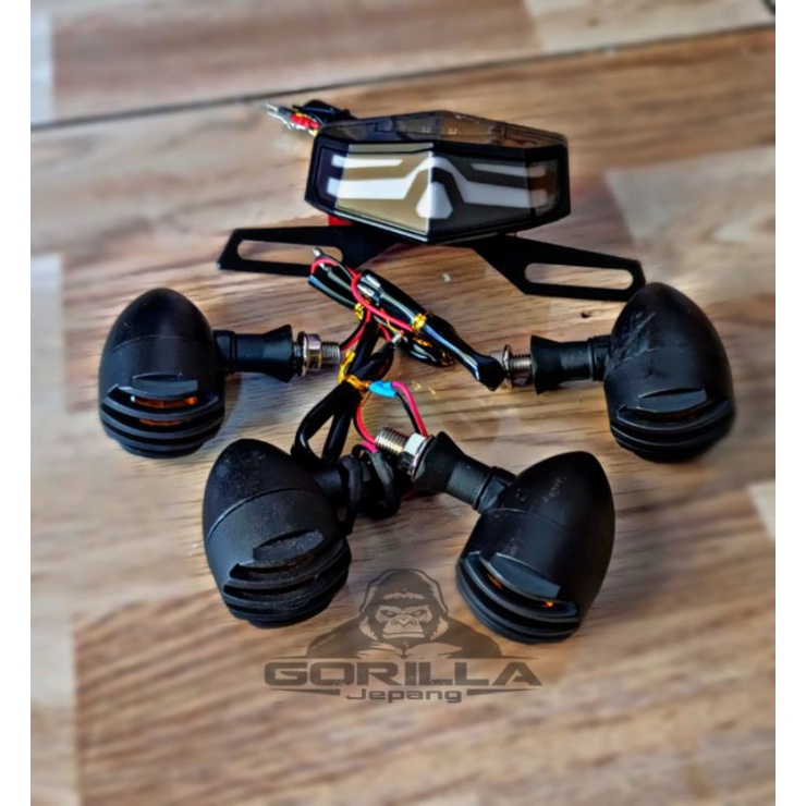 Paket lampu motor stopan japstyle grill dan lampu sen japstyle scorpio Mp gl tiger thunder byson-Paket 4