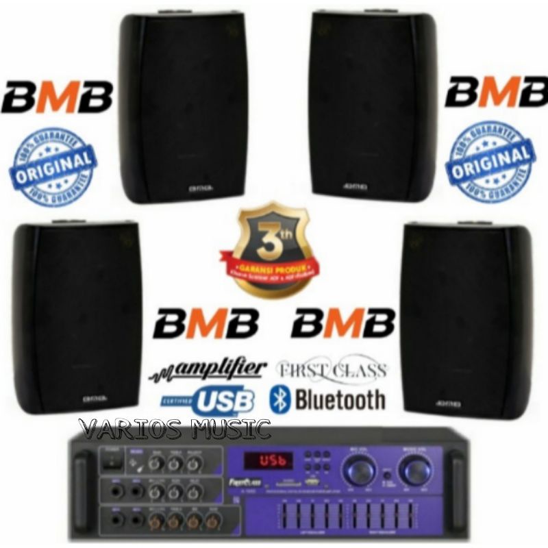 PAKET SOUND SPEAKER BMB 5 INCH 4 TITIK BUAT CAFE/RRSTO/MASJID/SEKOLAHAN DLL