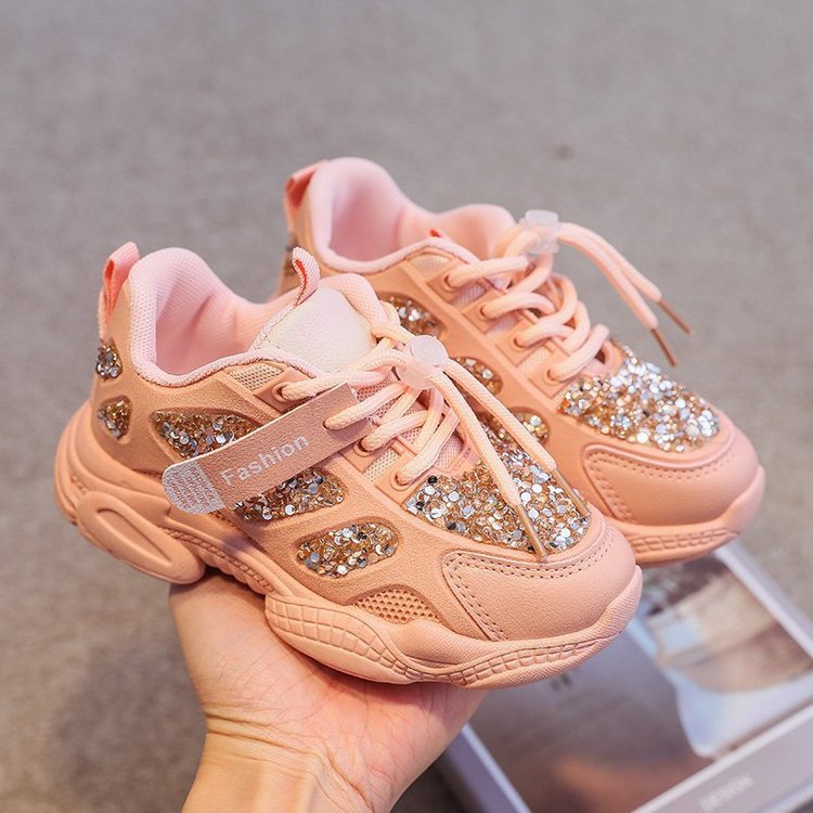 Sepatu Anak Perempuan Import - 30433 - Sepatu Anak Sneakers Model Terbaru Motif Bling-Bling Termurah