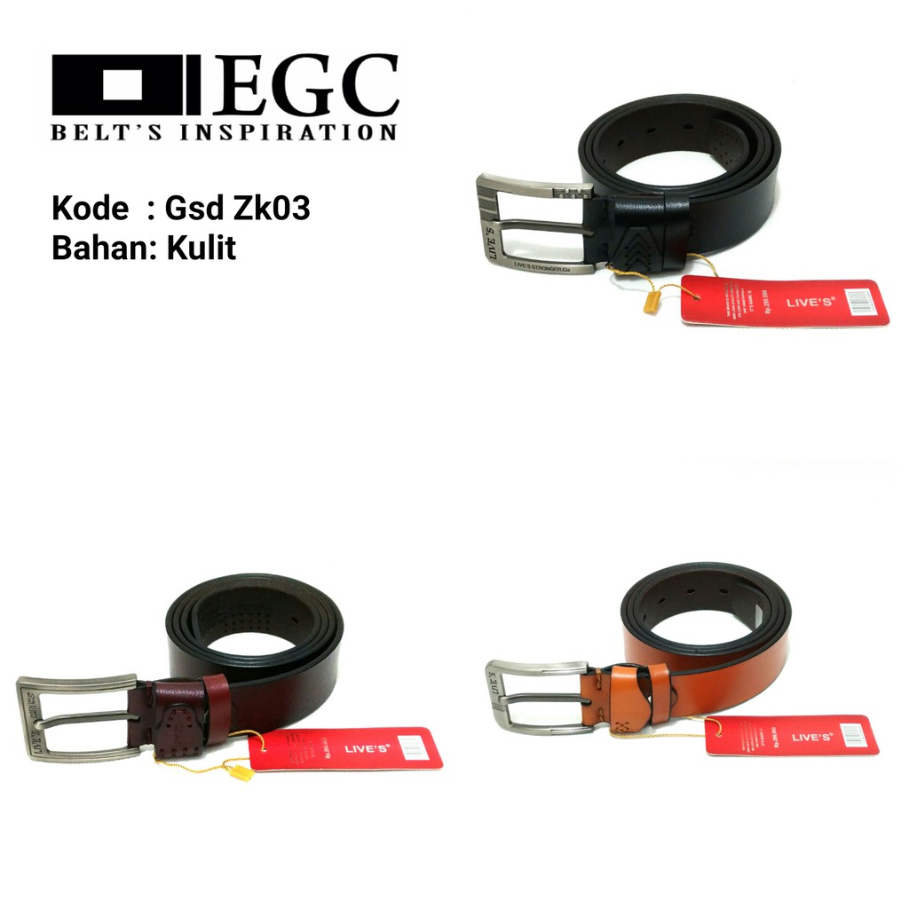 Ikat Pinggang Pria Asli Gesper Kulit Laki Cowok Cowo Belt Impor Import Ori Branded Sabuk - GSD-ZK-03/14-10