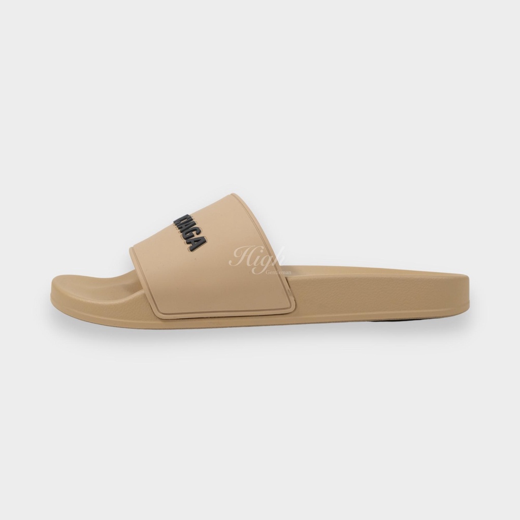 Blenciaga Logo Rubber Slides Beige 100% Authentic