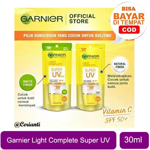 Garnier Super UV Spot proof Sunscreen SPF 50+ PA+++ Skin Care – 30 ml (Matte Dan Natural Finish)