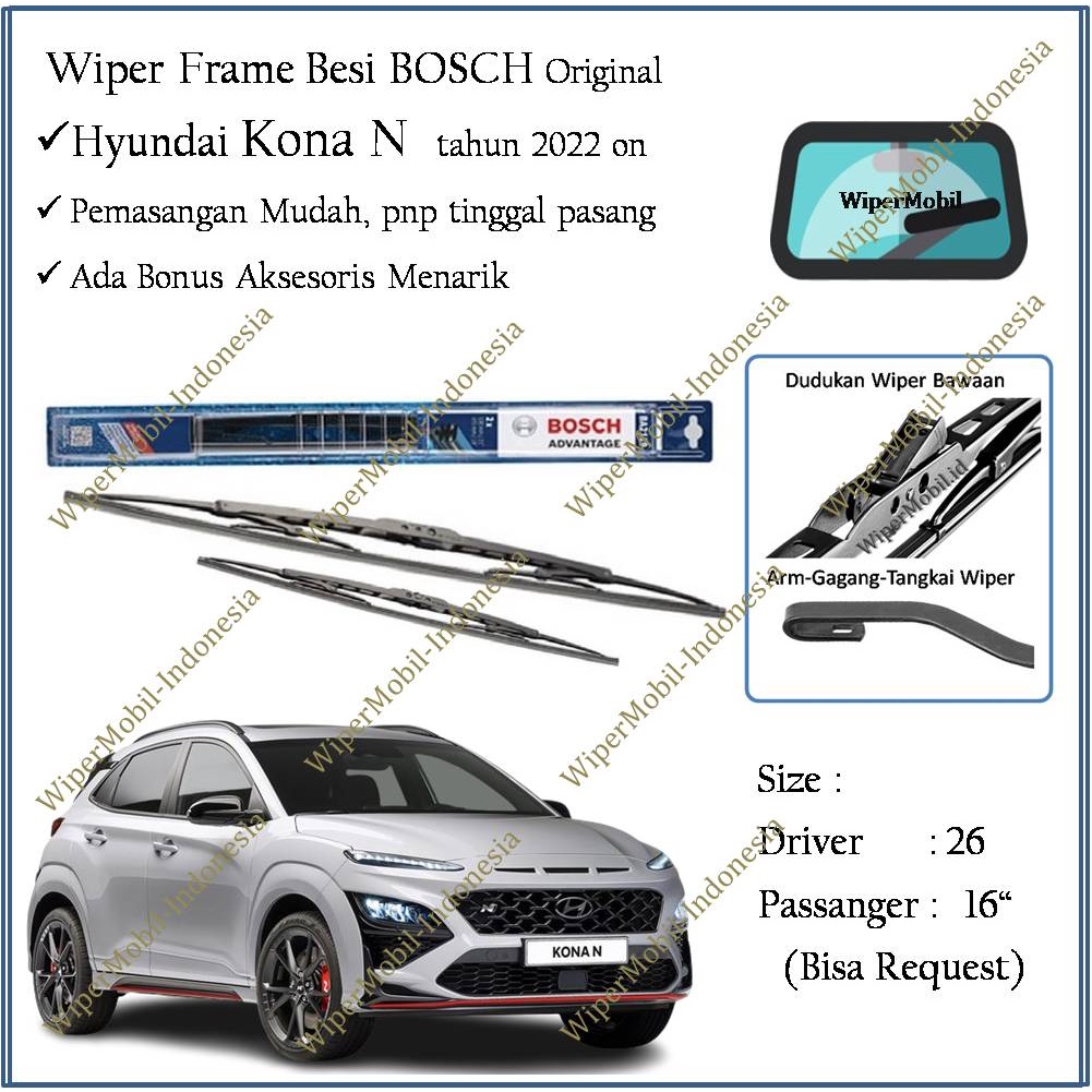 Wiper Frame Besi Bosch Hyundai Kona N 2022 2023 2024 2025