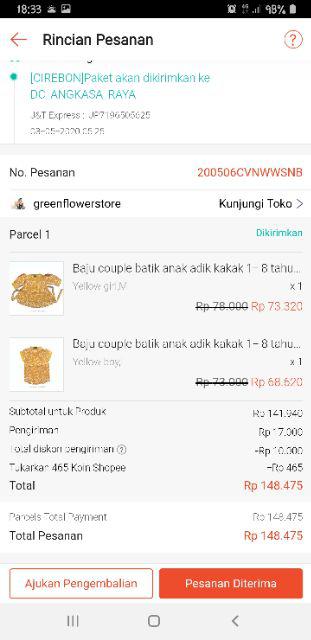 Baju Couple Batik Anak Adik Kakak 1- 8 Tahun Warna Kuning