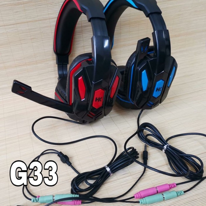 headset gaming hk g33 bando headphone gaming - Biru