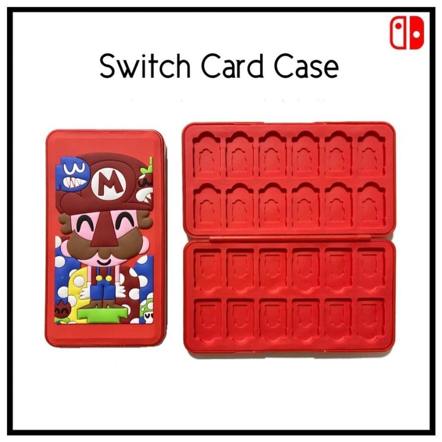 Nintendo Switch IINE 24 Card Case Mario Toon Smile Logo Red