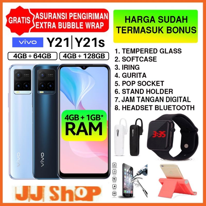 VIVO Y21S Y21 S 4/128 GB RAM 4GB ROM 128GB GARANSI RESMI          VIVO Y21S Y21 4/128GB 4/64GB (+1GB