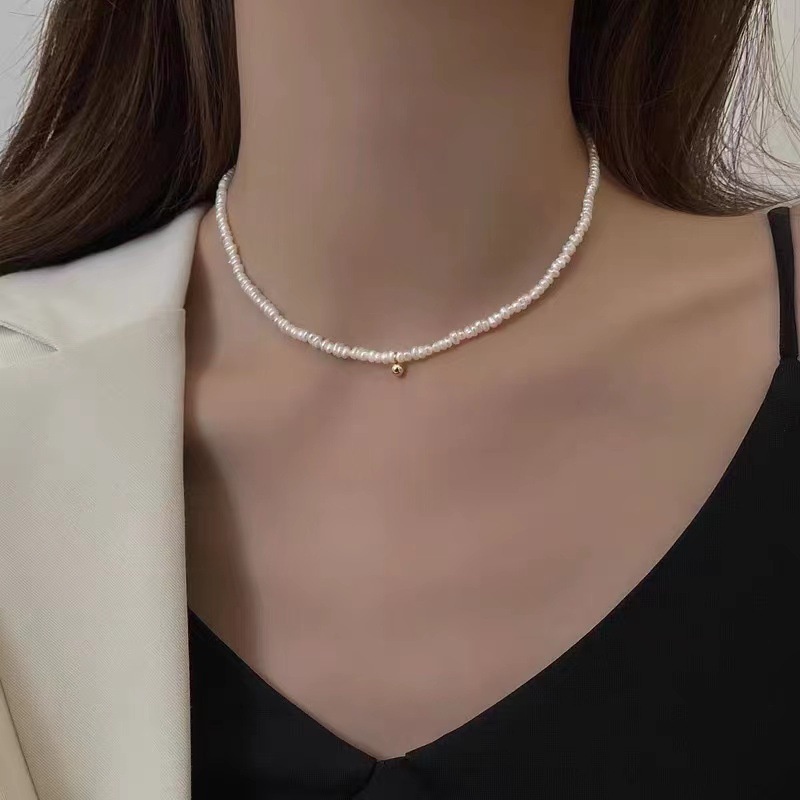 Natural Imitation Pearl Necklace Gold Silver Color Simple Choker Fashion Women Jewelry