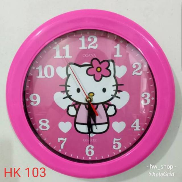 Jam Dinding Hello Kitty Diameter 30 cm . Jam Dinding Karakter Hello Kitty Original