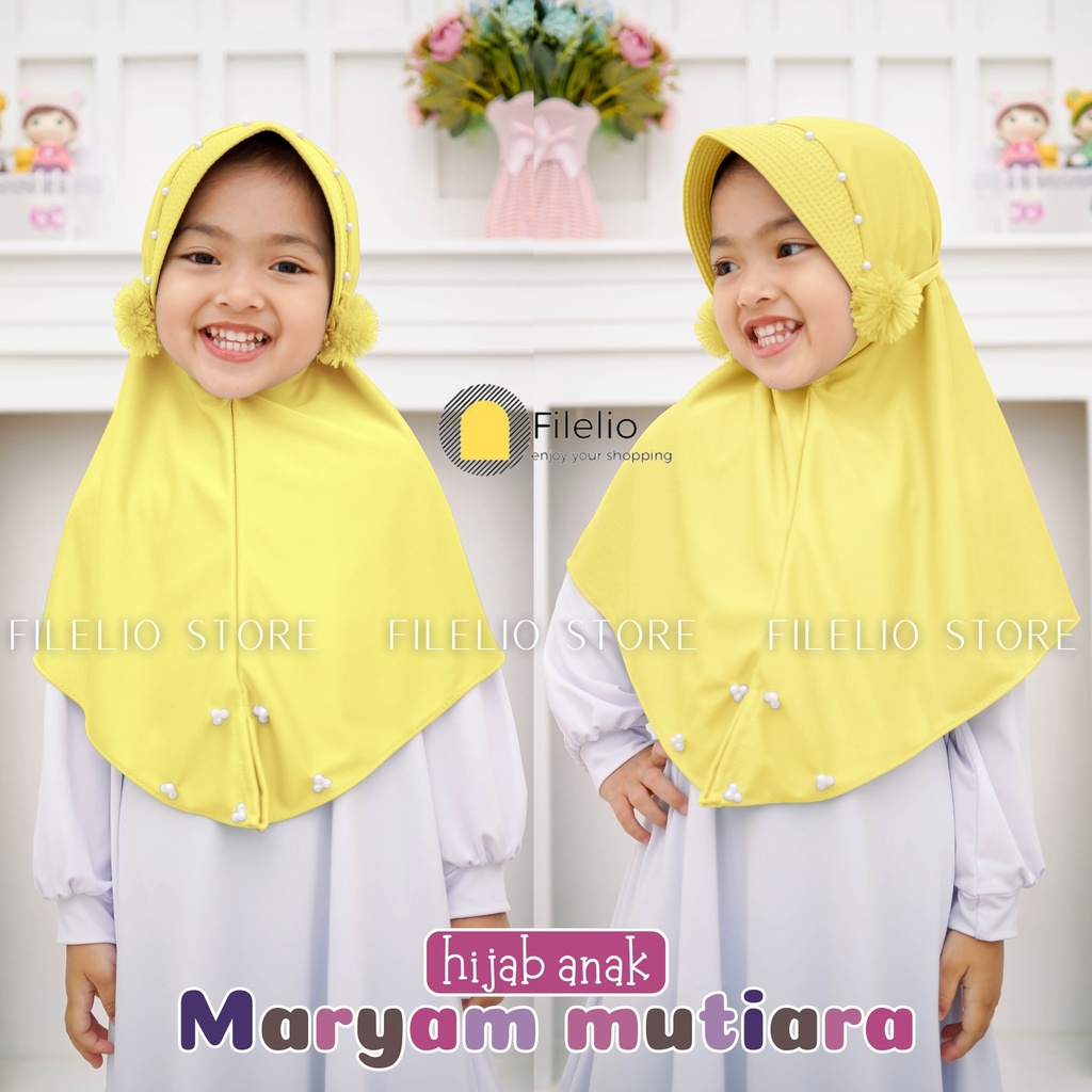 Kerudung Instan Anak TK Maryam Mutiara / Hijab Anak TK Kekinian / Hijab Anak TK Ped Mutiara Pompom / Jilbab Anak Karakter / Jilbab Anak Perempuan / Jilbab Anak Jersey / Kerudung Anak TK / Bergo Anak Jersey / Bergo Anak TK