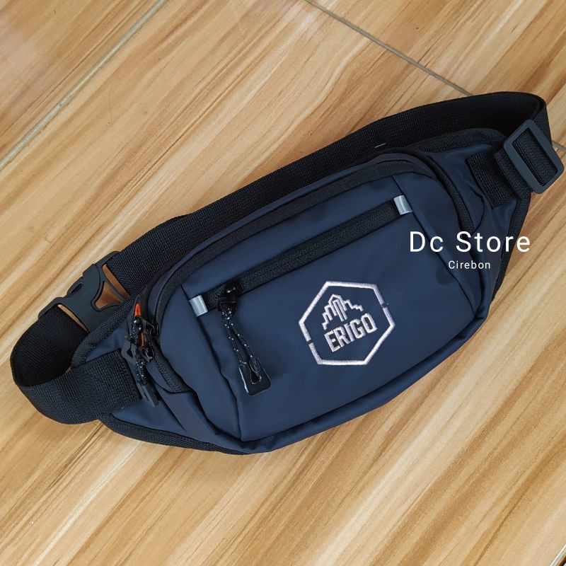 TAS SELEMPANG WAIST BAG PRIA WATERPROOF ANTI AIR HITAM