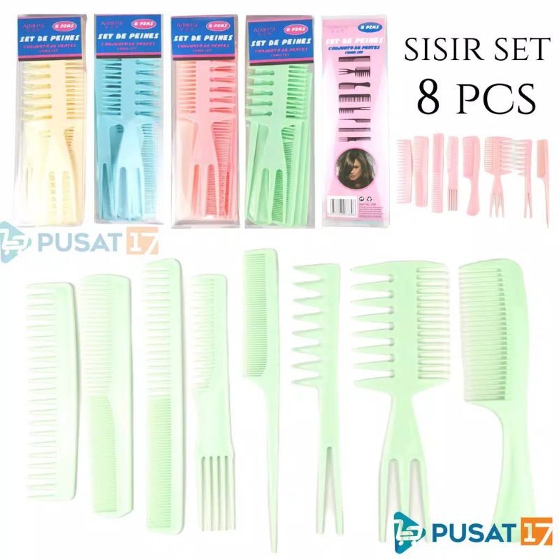 Z12 Sisir Rambut Set  8 Model | Hair Styling Lurus Curly Keriting | Hair Comb Salon