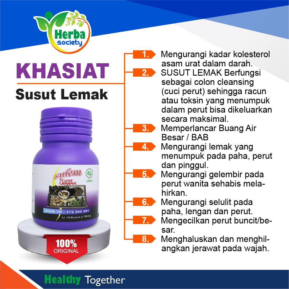 [NEW] Pelangsing badan alami aman - SULEM SUSUT LEMAK ORIGINAL 100% HERBAL PILIHAN 60 KAPSUL