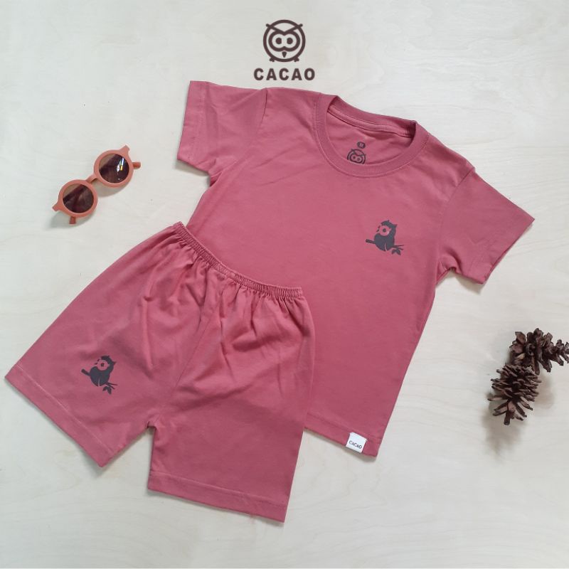 Setelan Anak Kaos dan Celana Pendek - Blush Red