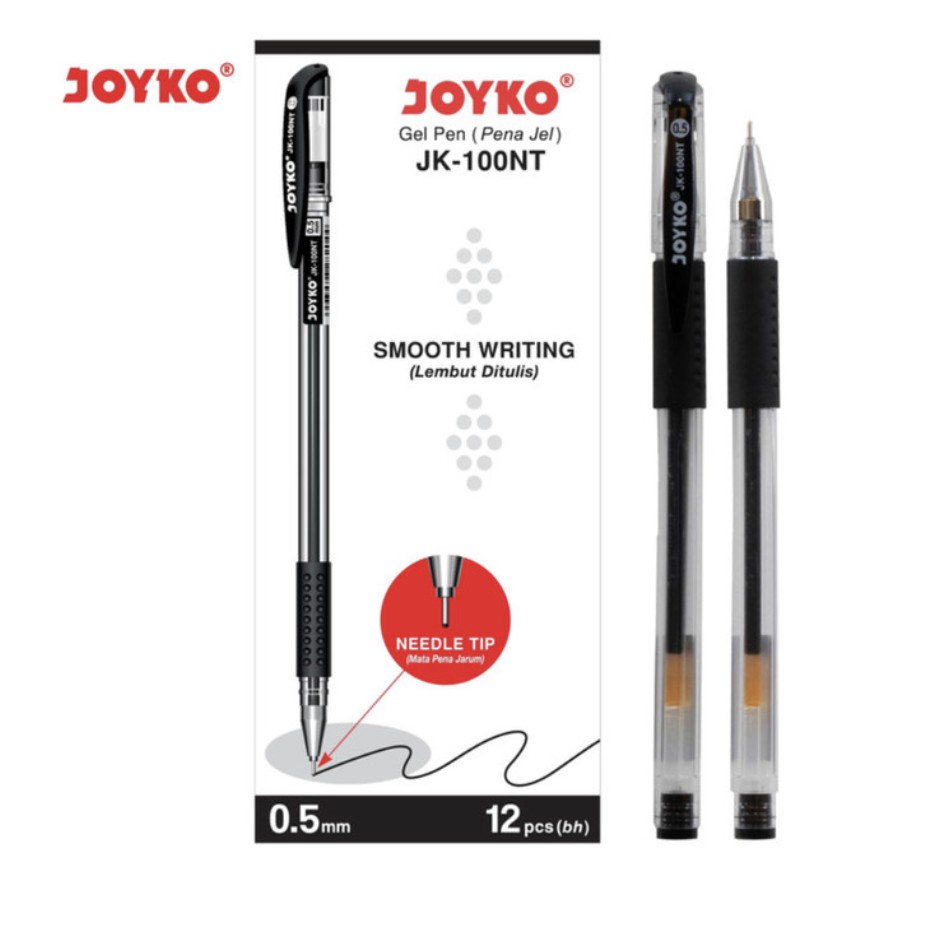 

Gel Pen Pulpen Pena Joyko JK-100NT Black 0.5 mm 1 Box 12 Pcs