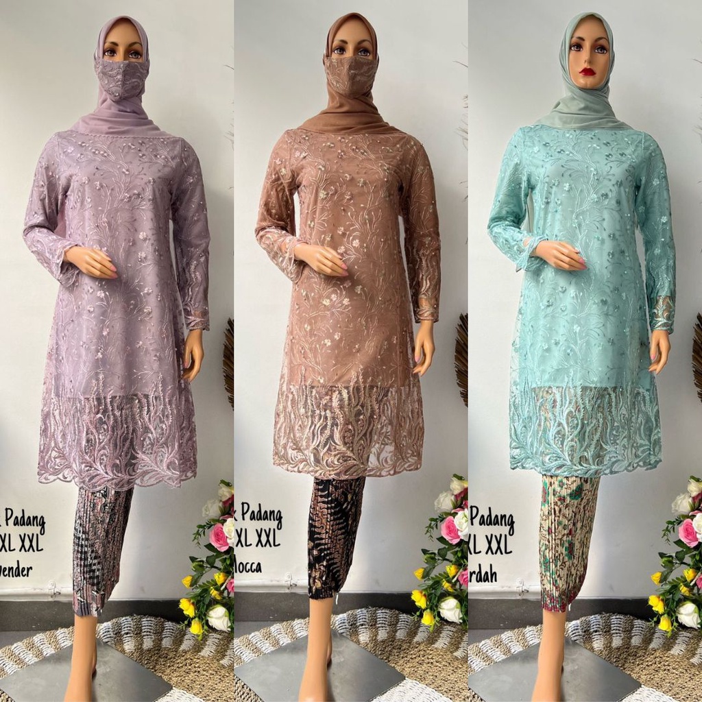 Setelan Kebaya Wisuda / Kebaya Tunangan Tunik Tulle / Kebaya Kurung Aneka Pilihan Warna