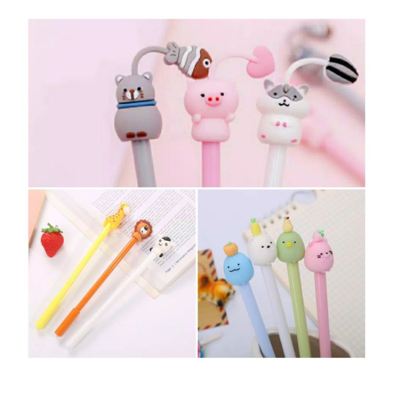 

Pen / Pena / Pulpen Gel Karakter Hewan Animal Lucu Unik