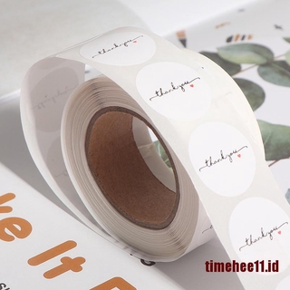 Timehee11 500pcs roll Stiker Label Bulat Tulisan Thank Timehee11 500pcs roll Stiker Label Bulat Tulisan Thank