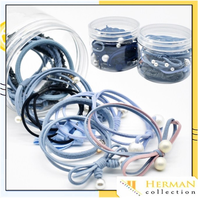 HC Ikat Rambut Simple Bahan Karet Gaya Korea untuk Wanita kemasan tabung isi 12pcs Impor