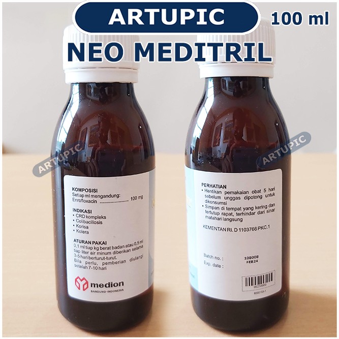 Neo Meditril 100 ml Basmi Bakteri Flu Snot CRD Korisa Ayam Burung Neomeditril Medion Antibiotik Sapi