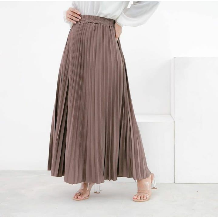 AJR - Bawahan Rok Plisket Polos Wanita Muslimah Terbaru Premium Original By Fashion HIjab solo