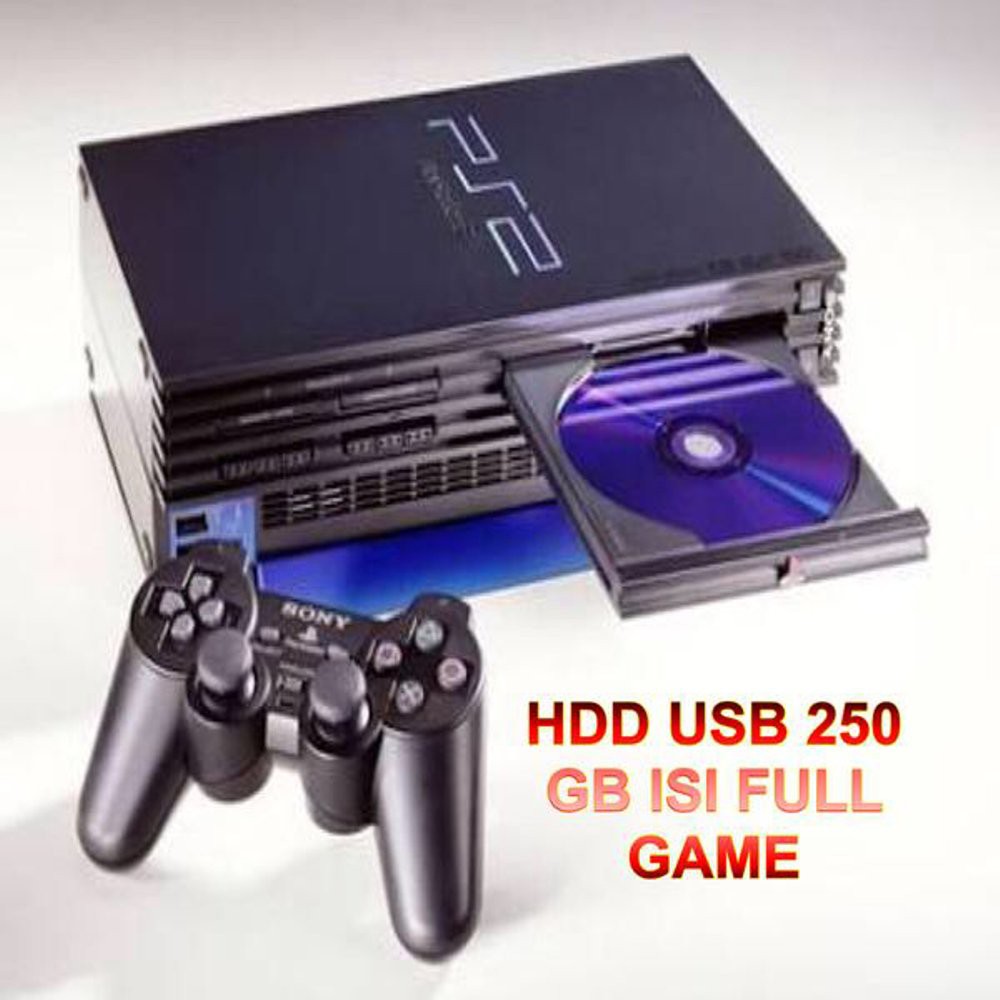 Murah  Baru  Paket Ps2 Fat Tebal Seri 5 Multi Optik + Hdd 250 Gb Playstation Sony