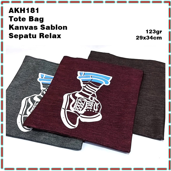 AKH181 Tote Bag Kanvas Sablon Sepatu Relax