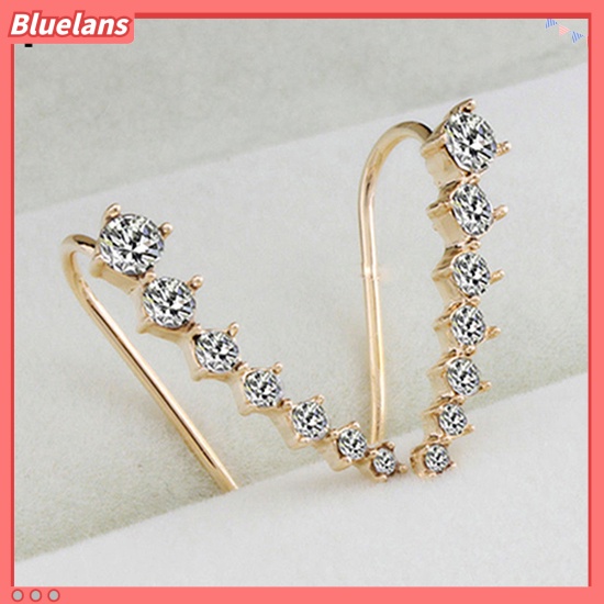 Bluelans Anting Tusuk Gantung Hias Zircon + Berlian Imitasi Untuk Wanita
