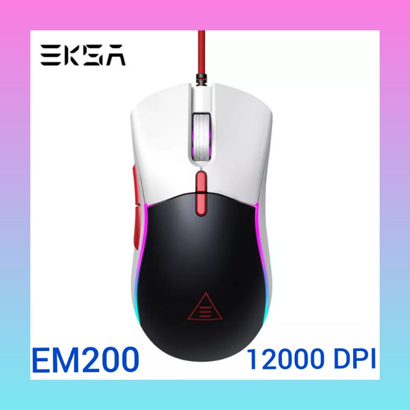 EKSA EM200 RGB Gaming Mouse Gamer 12000DPI USB Wired Programmable Gaming Mice 7 Buttons Tunable weights for PC with Spare cover