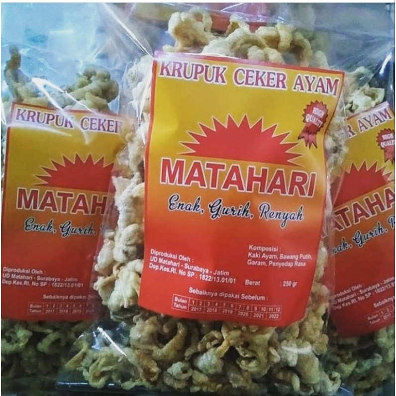 

KRIPIK CEKER AYAM MATAHARI 250GR