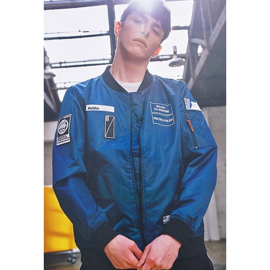 Feltics Bomber Jacket Blue 100% Original - Jaket Pria Branded Sale