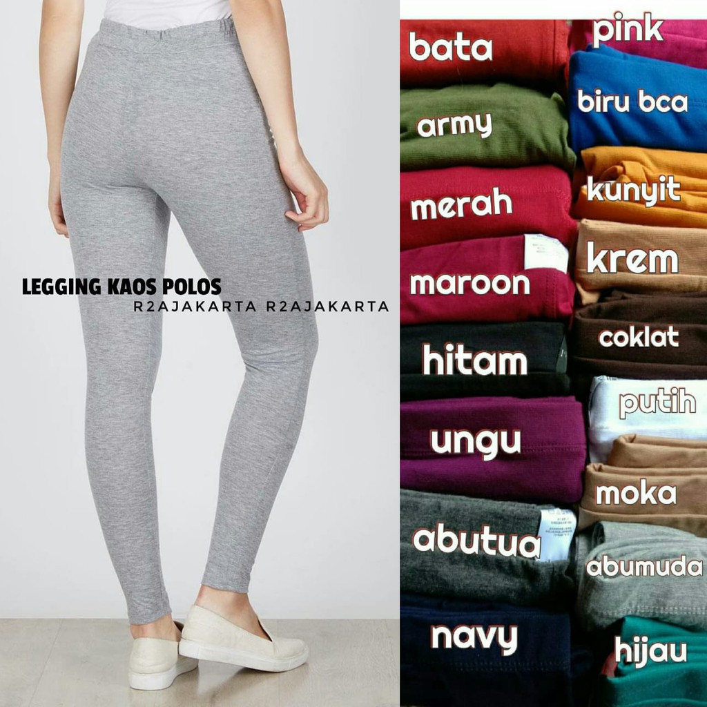 LEGGING KAOS PANJANG POLOS WANITA STANDART - R2AJAKARTA