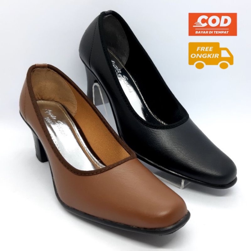 SEPATU PANSUS APPLE SWEET | SEPATU KERJA WANITA | SEPATU HEELS WANITA | HEELS POLOS | SEPATU KANTOR 