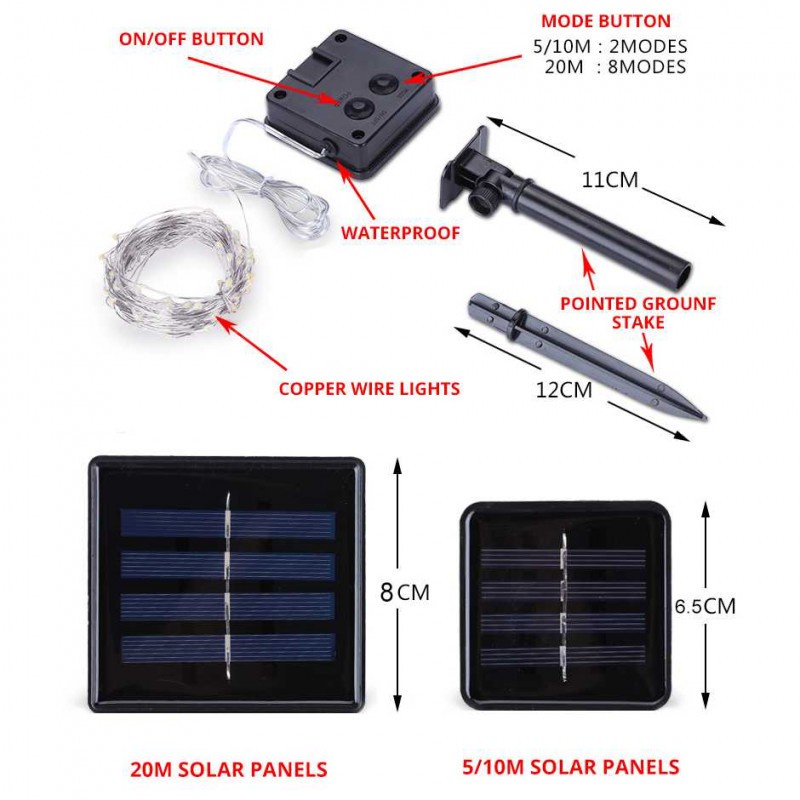 Lampu Hias Tenaga Solar Surya Dekorasi Taman Outdoor Pesta 100 LED 10M